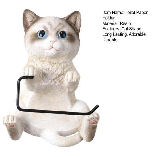 Wall-Mounted Toilet Paper Holder Tissue Roll Dispenser Realistic 3D Cat Shape Bathroom Kitchen Tissue Dispenser Rack