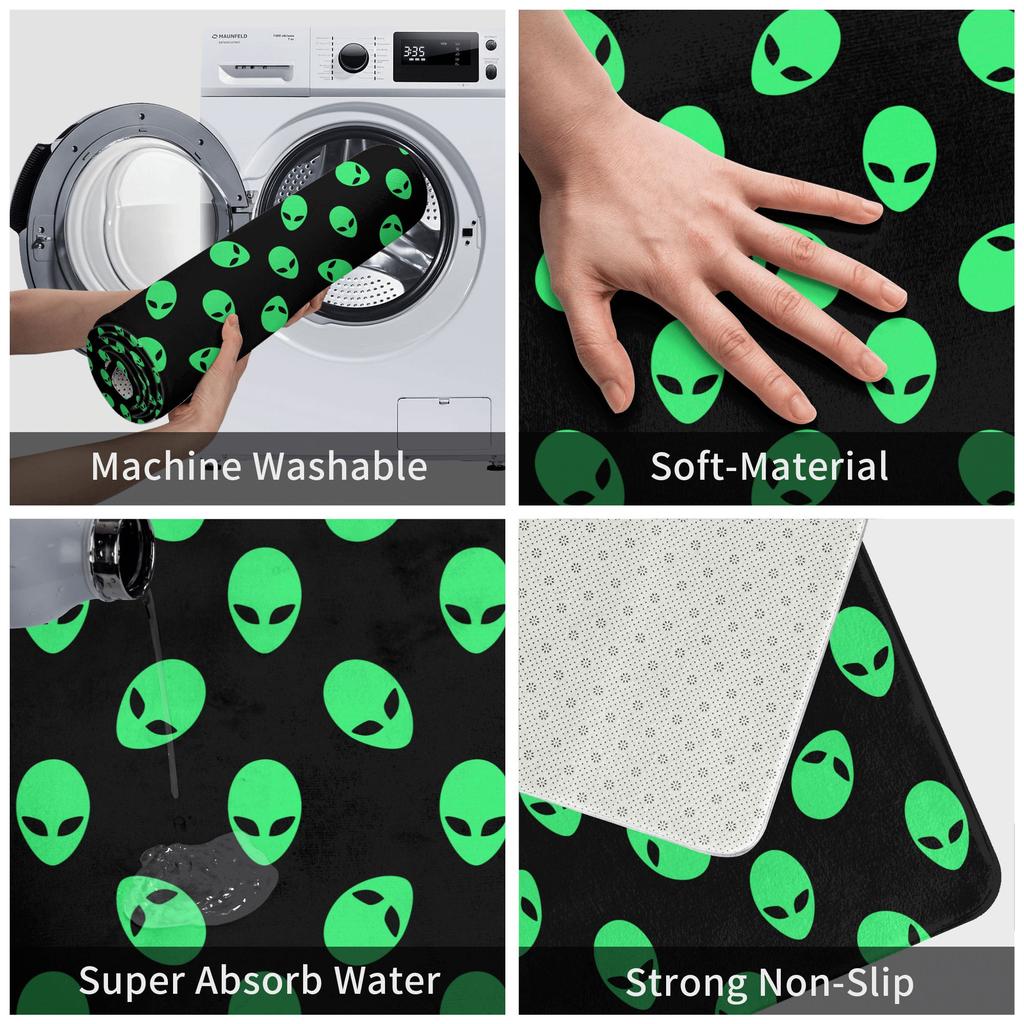 Universal vector icons alien heads Front Floor Door Entrance Mats Indoor Bathroom Kitchen Doormat Bedroom Carpet Rug