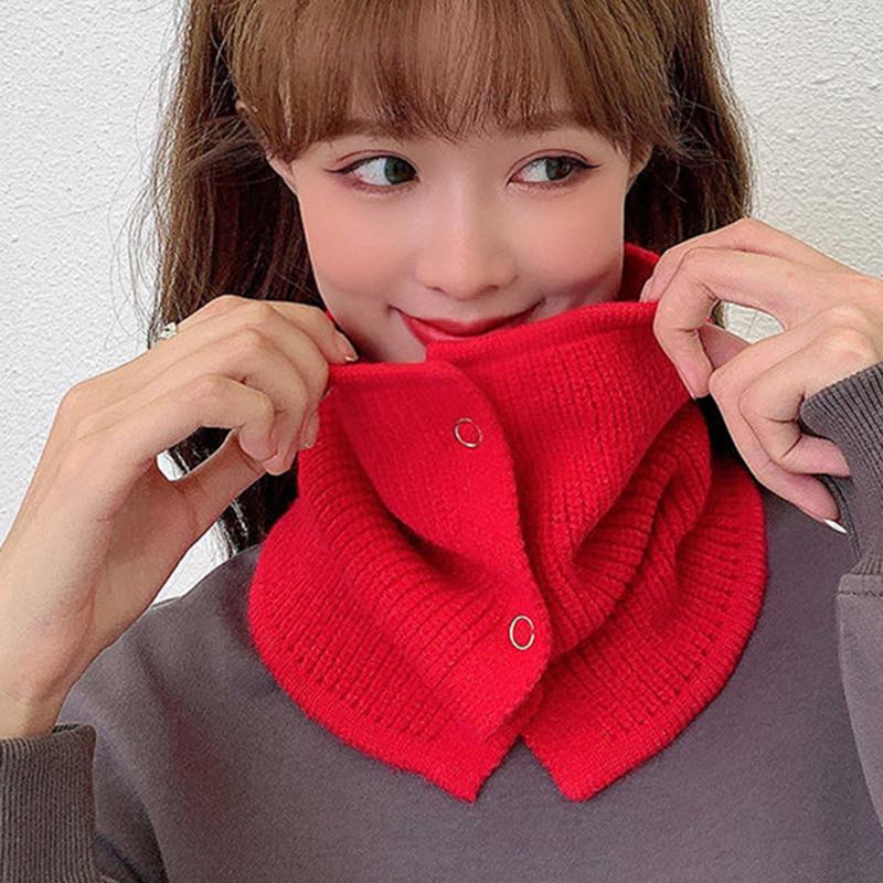 Man Hedging Fake Collar Elastic Hooded Woolen Neck Guard Bib Pullover For Woman'S Single Loop Knit Button Folded Warm Scarf T39