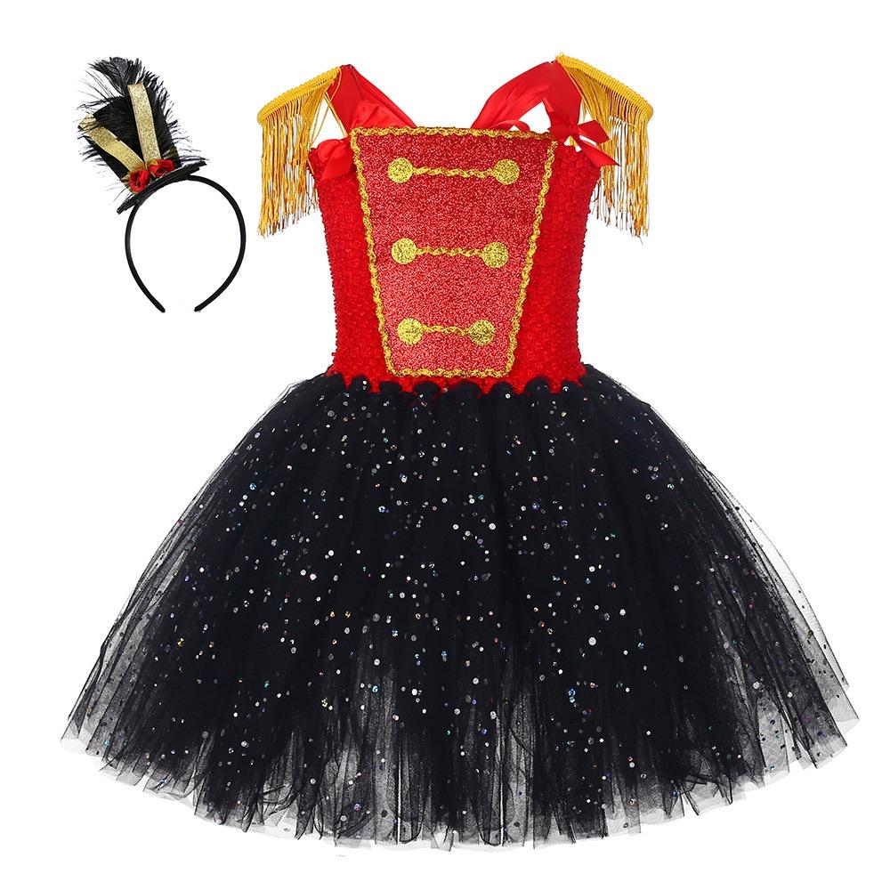 Elegant Nutcracker Dress With Sequin Accents Cosplay Outfit For Girls On Halloween