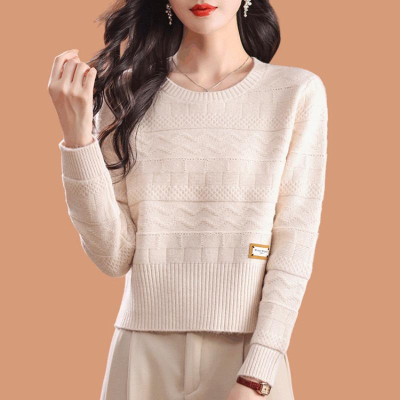 

Осень и Зима Новый Стиль Пуловер Круглый Вырез Внутренний Базовый Красивый Вязаный Свитер Женский Короткий Топ onesize абрикосовый