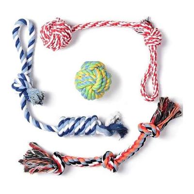 Fida Dog Toy Rope Set of 4 [100% Natural Cotton] Toys for Small and Medium Dogs, Chewing, Sturdy, Pet String Toy, Unbreakable, Brushing Teeth, Clean,
