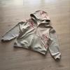 Harajuku Retro Cherry Blossom Print Hooded Sweatshirt Unisex Casual Streetwear Loose Fit