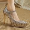 Luxury High Heels Pumps Bridal Wedding Shoes Woman New 2025 Platform Large Size Sequined Gold Heeled Party Dress Shoes Ladies
