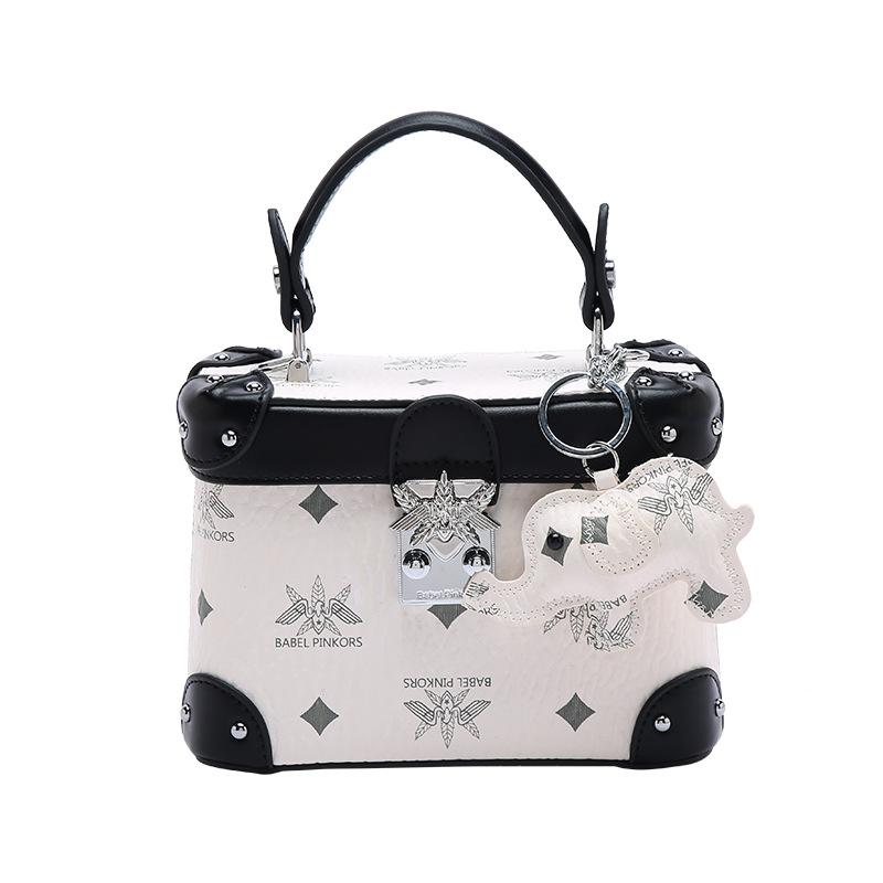 Advanced Color Blocking Box Bag, Fashionable Single Shoulder Crossbody Makeup Box Bag, Versatile