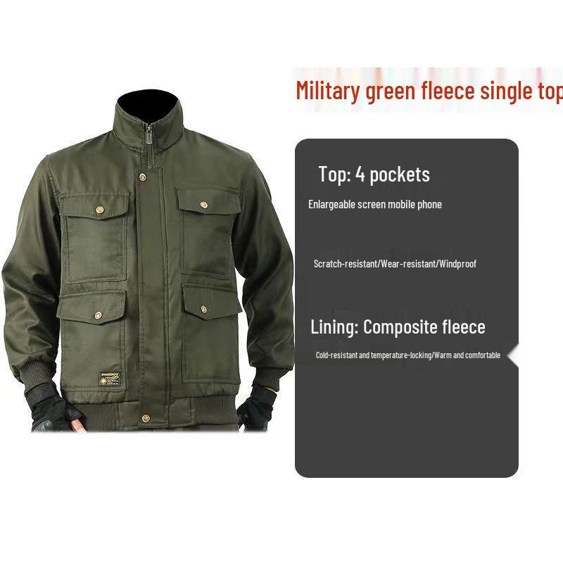 Herren Fleecegefüttertes Arbeitskleidungsset: Warm, winddicht und strapazierfähig für Bauarbeiter im Herbst und Winter