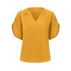 Women Casual V-Neck Loose Pullover Top Half Sleeved Blouse Solid Color Spring Summer Shirt S-XL