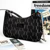 Fila Hobo Zipper Hidden Pattern Casual Simple Commuter Fashion Print Underarm Crossbody New Moon Bag Women Shoulder Bag Black F13W341163FBK