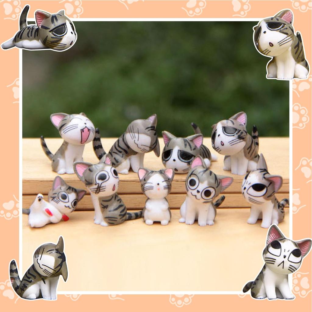 AAGWW Working Cat Figure Kitten Toy Mini Toy Cat Birthday Party Accessory 9 Brown Cheesecake Set, Figure, Character, (Product Contents Flavors)