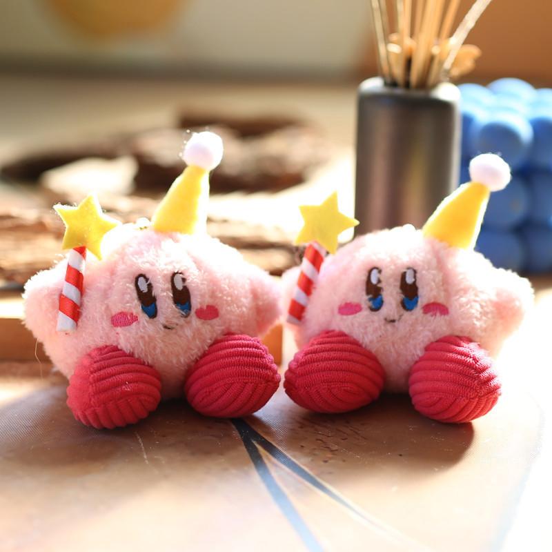 Adorable Birthday Kirby Plush Keychain Cute Soft Toy For Bags And Keyrings