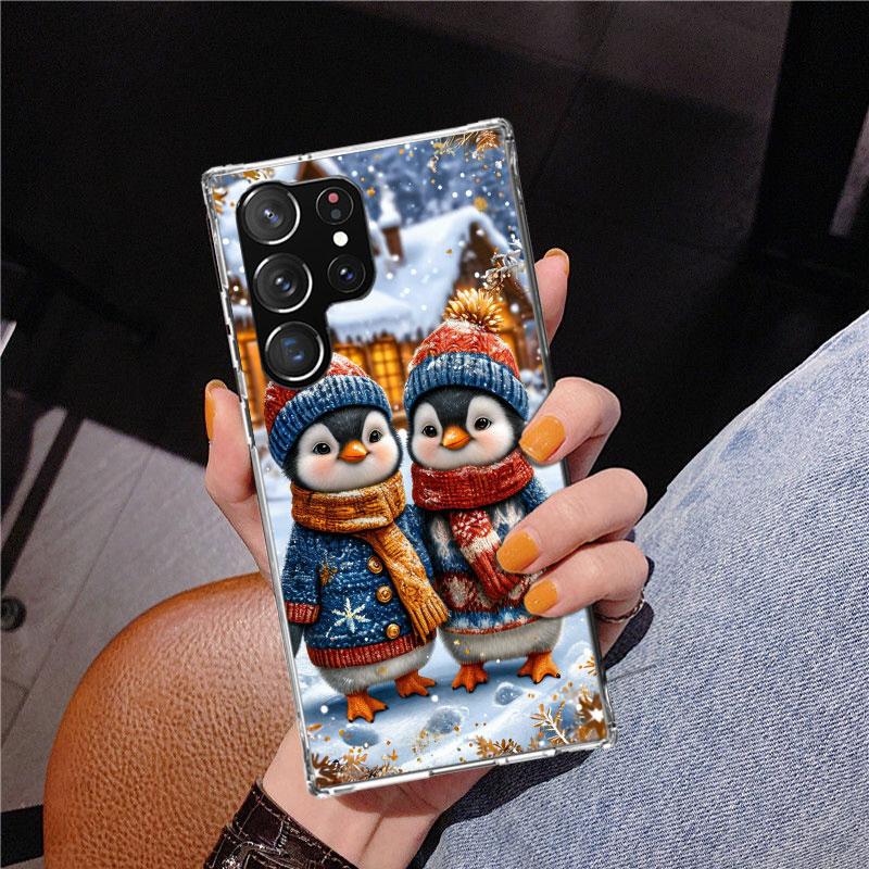 Christmas Penguin Phnoe Case for Samsung Galaxy S26 S25 Edge S23 S24 Ultra S22 Plus S21 S20 FE Unique Cover Soft Coque Galaxy S2
