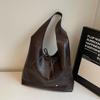 Wine Red Soft Leather Underarm Bag Women's Wide Shoulder Strap Large Capacity Shoulder Bags Temperament Bow Love Tote Bag