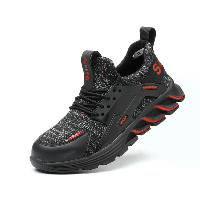 

Мужская защитная обувь со стальным подноском, ударопрочная и устойчивая к проколам, рабочая защитная обувь для мужчин, уличная дышащая повседневная обувь 46