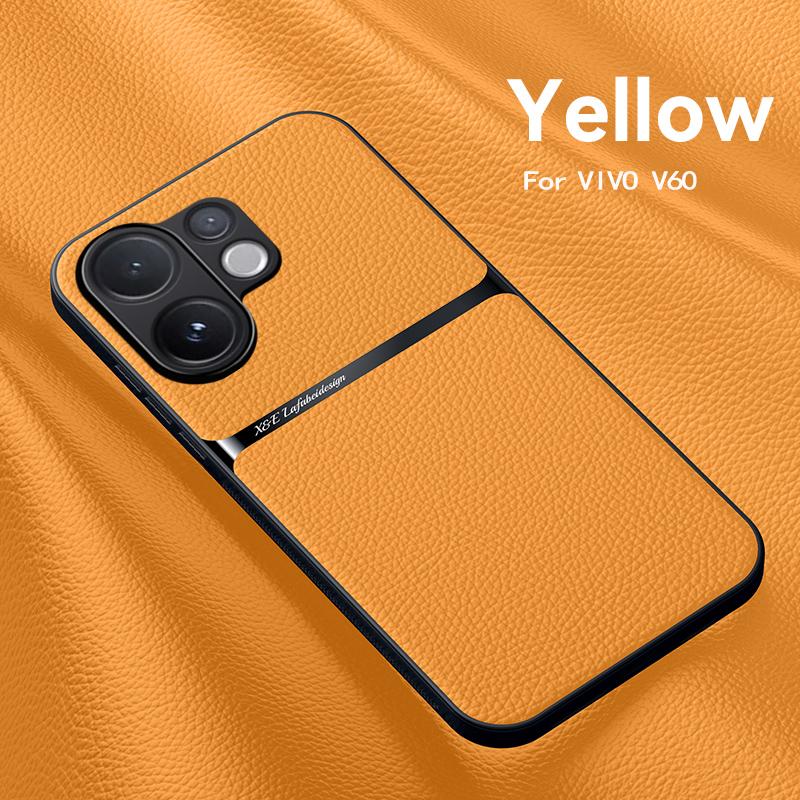 

Для VIVO V60 текстура кожи, встроенный магнитный ТПУ мягкий противоударный чехол для телефона с защитой от отпечатков пальцев For VIVO V60 5G
