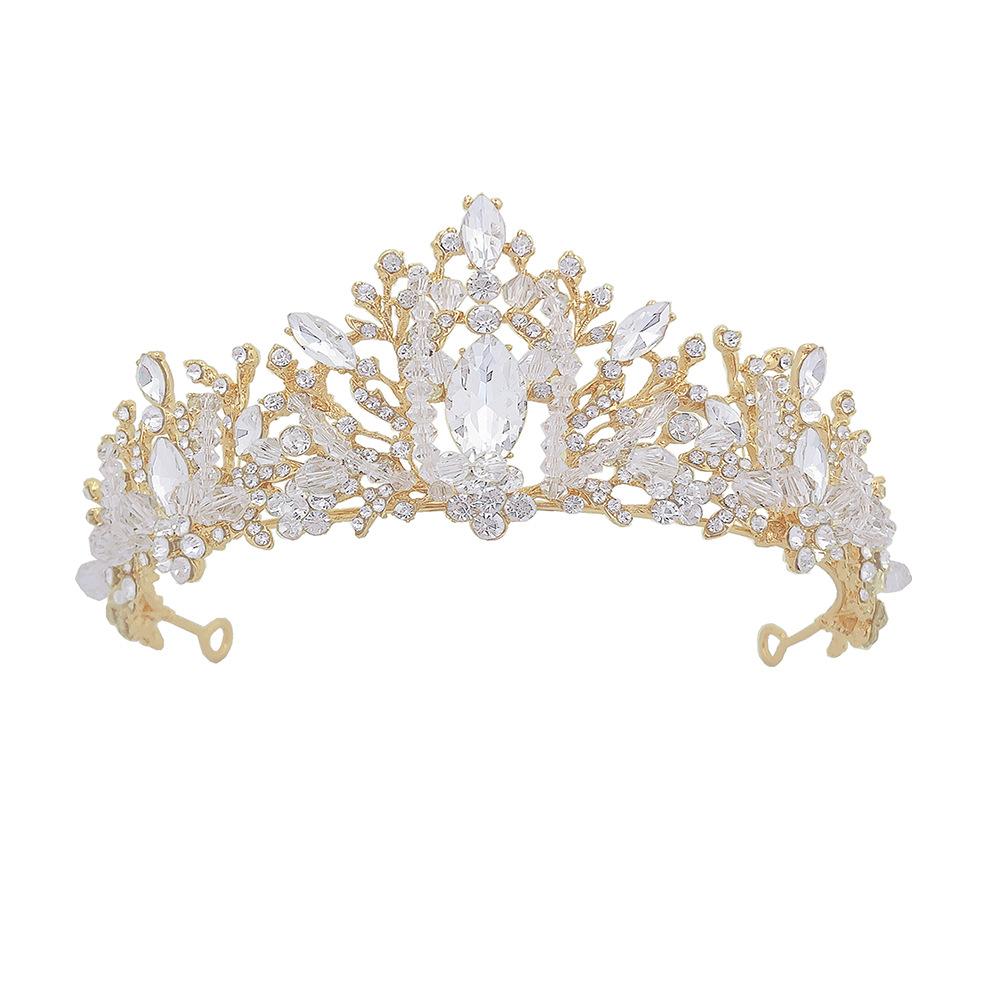 New Bridal Headwear Golden Crystal Handmade Adult Crown Headband Wedding Accessories Wedding Hair Accessories for Women