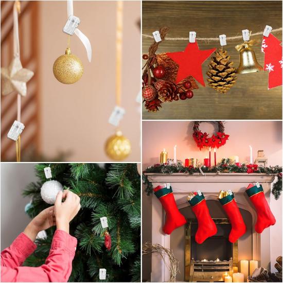 50 Pieces Self Adhesive Clips, Tapestry Sticky Spring Hangers Wall Clips for Hanging Poster Photo Office Decorations, Clear