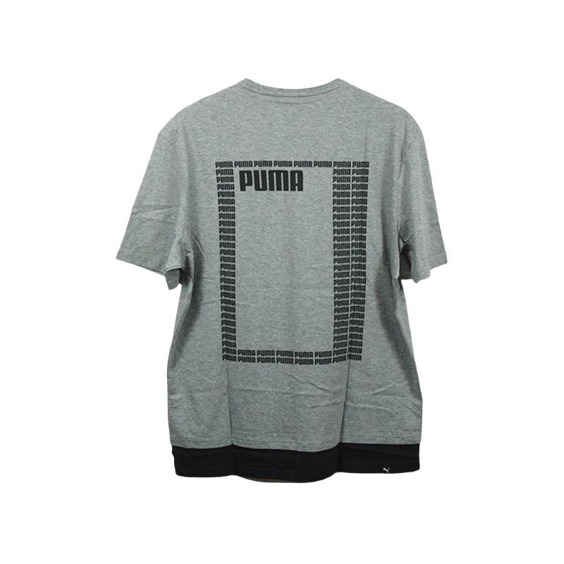 Puma Letter Print Round Neck Short Sleeve T-Shirt Men Tops Gray 852246-03