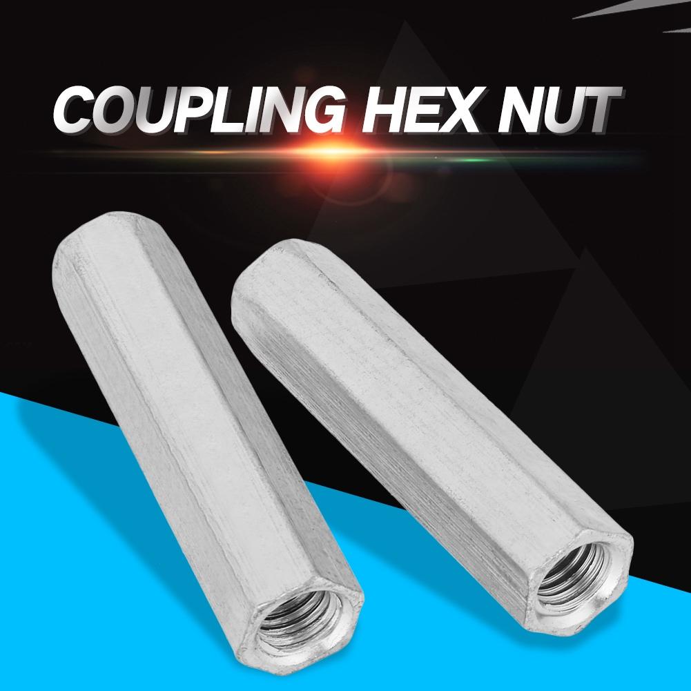 2pcs Zinc Plated Steel M10*60 Long Hex Nut Hexagonal Thread Nut Threaded Fasteners