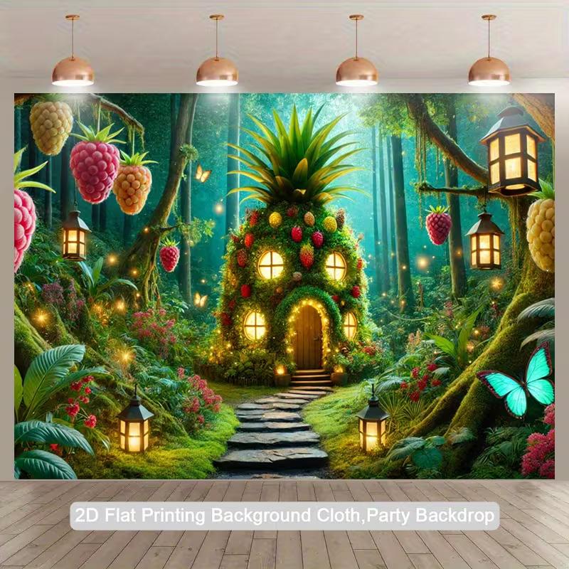 

2D Enchanted Garden Backdrop Magical Pineapple House Party Decoration 47.2x31.5inch/120*80cm