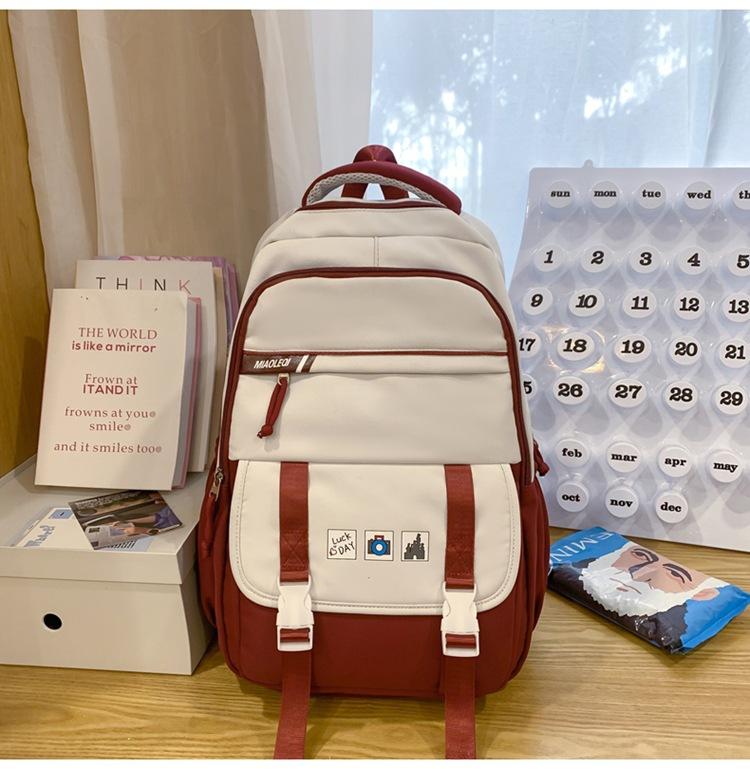 

Рюкзак для средней школы, школьный сезон, кампус, школьный рюкзак для девочек, свежий и милый, контрастная цветная вставка красный