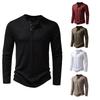 Men's Bamboo Cotton Henley Long-Sleeve T-Shirt - Spring Fashion Casual Top