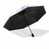1pc Purple Bear Pattern Automatic 3-Fold Umbrella, 8 Iron Frames, High-Value Folding Umbrella, Suitable for Office, Travel and Outdoor Adventure.G086