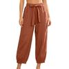 Women's Casual Elastic Waist Drawstring Pants with Pockets Lightweight Loose Fit Lounge Trousers for Everyday Wear