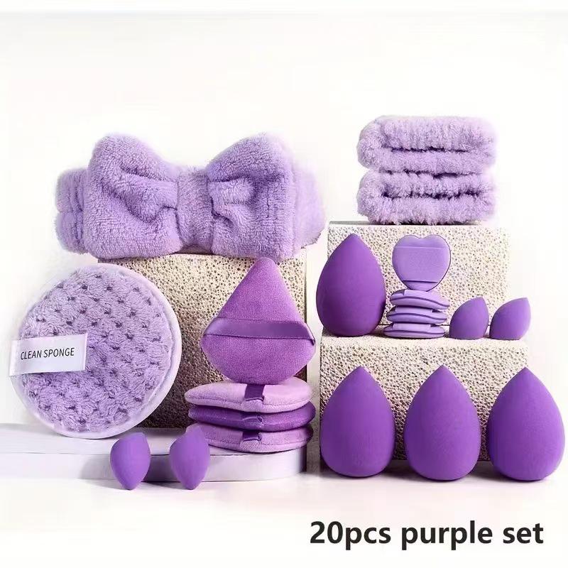 20-Piece Coral Fleece Wrist Bow and Triangle Thumb Puff Headband Set - In Stock