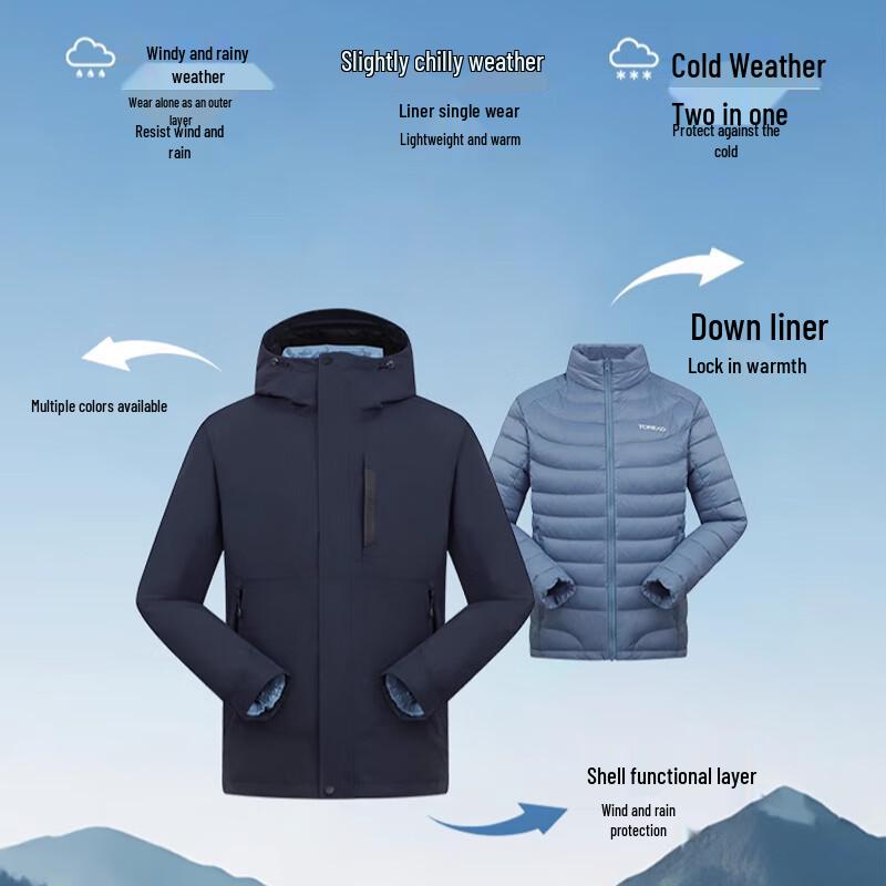 Toread Men's Goose Down 3-in-1 Outdoor Jacket