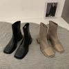Xiaoxiangfeng color matching Martin boots thick heel square head thin short boots children's shoes Chelsea cowboy boots