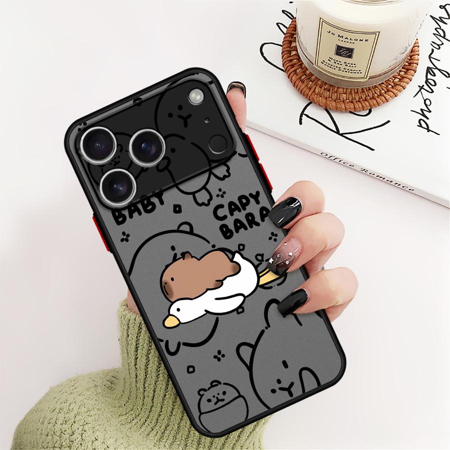 Case for iPhone 17 16 Pro Max 16e XS 13 Mini 14 17 Air 15 Plus 12 11 Back Phone Cover Cartoon Couple Goose