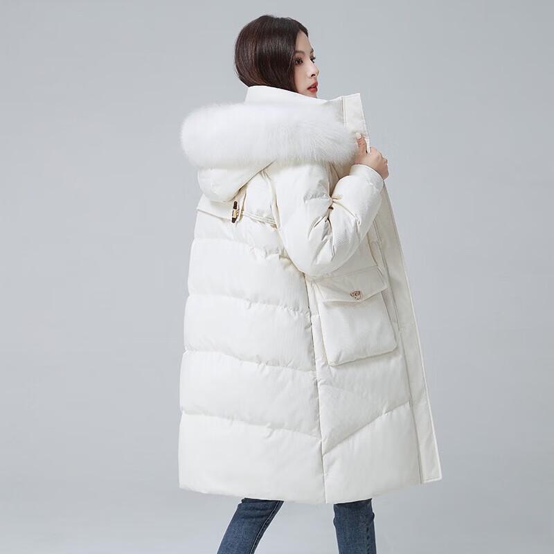 YAYA Women's Winter Faux Fur Hooded Down Jacket