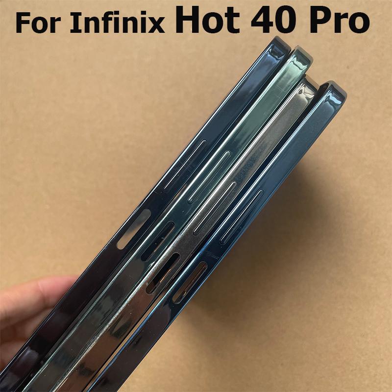 For Infinix Hot 40 Pro Middle Frame Front Bezel Faceplate Frame With Side Button Repair Spare Parts