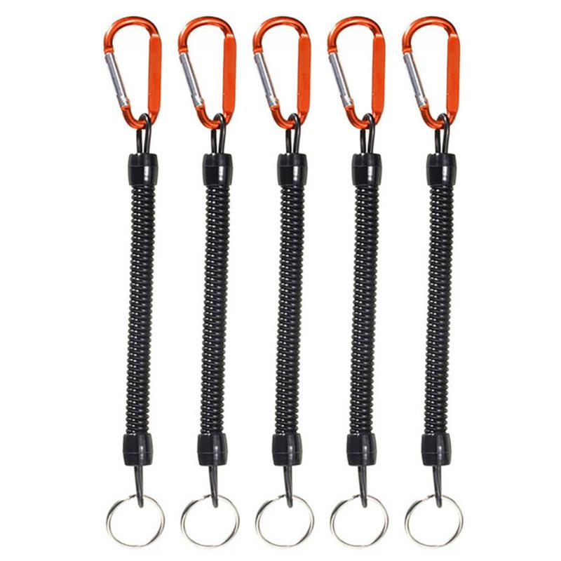 5pcs Outdoor Anti-lost Keychain Rope Fishing Rod Protective Lanyard Telescopic Anti-lost Key Ring
