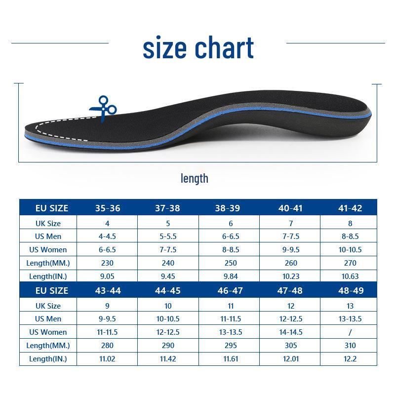 Insole for Flat Feet: Arch Support, Shock Absorption, Sweat-Absorbing for Men & Women - Ideal for Sports & Casual Shoes