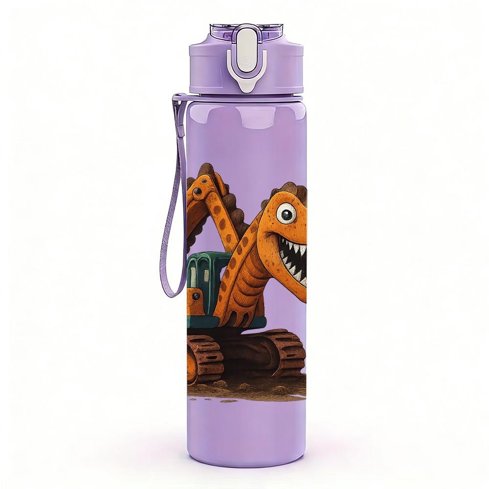 1PC Dinosaur Excavator Toy 750ml Color Plastic Sports Water Bottle Leakproof Flip Straw Lid Suitable for Sports Office Home Use