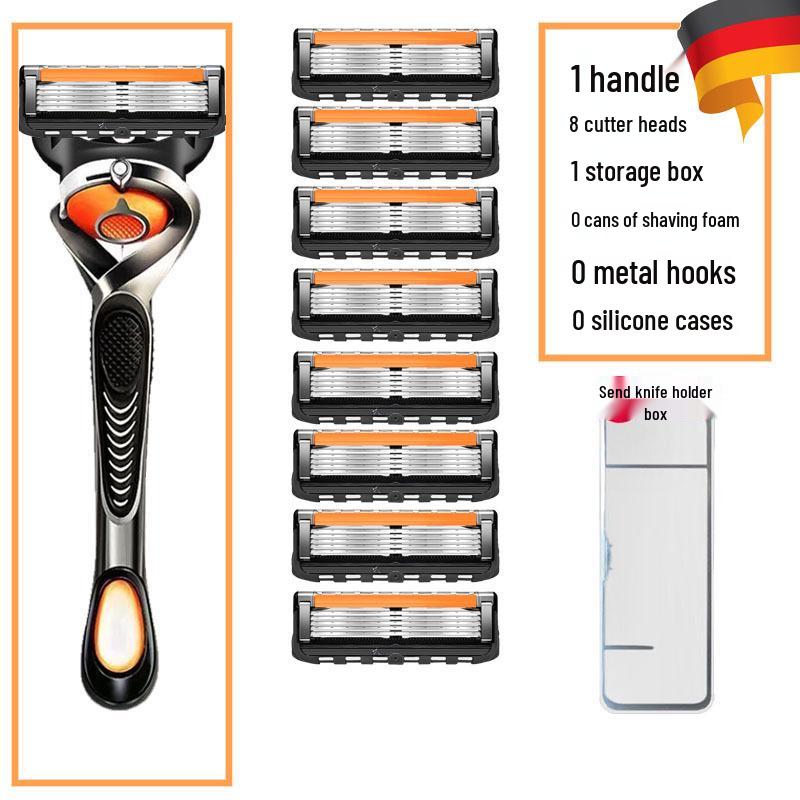 German Hanchih Men's Orange Black Five-Layer Manual Razor
