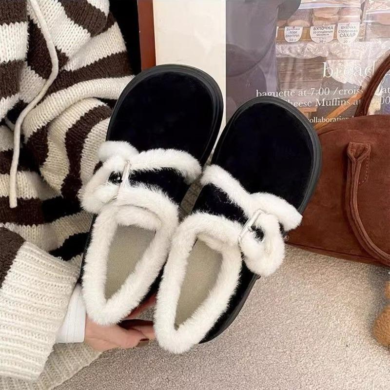 

Флисовые маффины на толстой подошве, зимние хлопковые сапоги, женская новая маленькая теплая пушистая обувь 40 чёрный