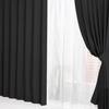 IRIS PLAZA Curtain Set of 100cm Wide X 135cm Includes Lace Machine Moderately Sheer Includes Adjustable Hooks and Black Ready-to-Use 4, Long,