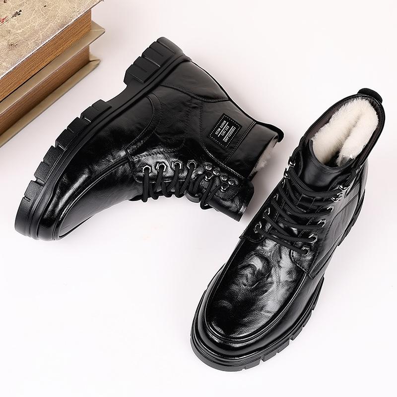 2024 Winter neue Herren High-Top Baumwollschuhe Herren Samt Thermo Baumwolle Lederschuhe Martin Stiefel dicksohlige Schneestiefel 2188