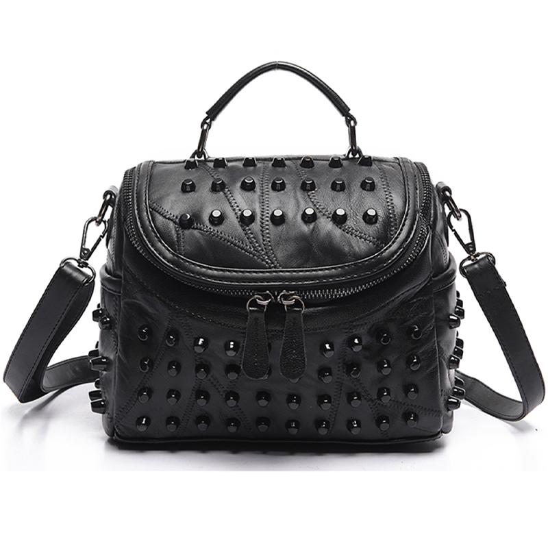 

2026 Sheepskin Handbags Women s Rivet Design Single Shoulder Bag Luxury Designer Brand Crossbody Bags Sac Female Shopping Bags чёрный