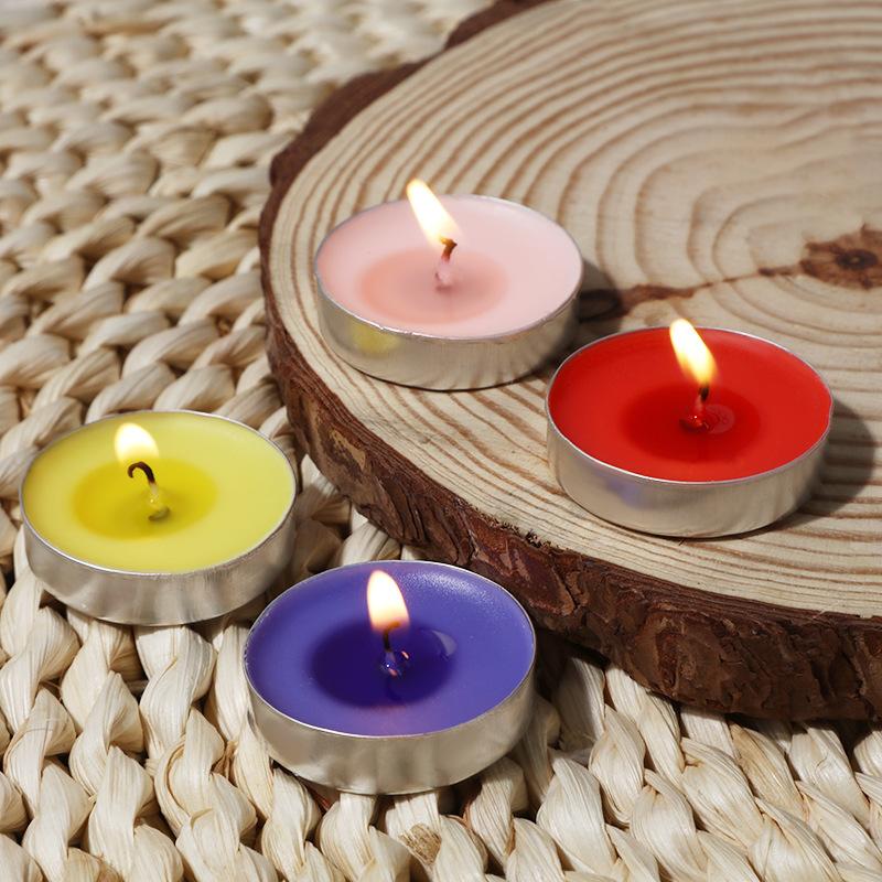 Aluminum Shell Round Tealight Valentine's Day Proposal Picture Hotel Tea-making Fire-free Paint Small Candle
