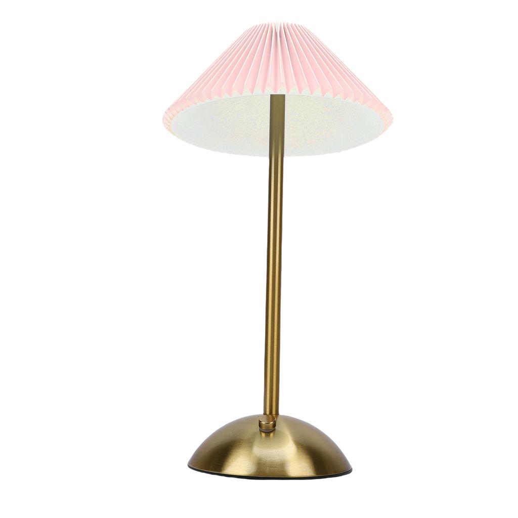 Pleated Table Lamp Touch Control 3 Colors Stepless Dimming USB Rechargeable Retro Cordless LED Nightstand Lamp for Bedside Living Room