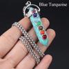 1Pc, Spiritual Healing Crystal Pendant Necklace, Geometric Double-pointed Hexagonal Pyramid Inlaid Seven Chakra Gems Charms Necklaces for Women Men