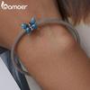 BAMOER Real 925 Sterling Silver Butterfly Silver Silicone Accessory Spacer Stopper Beads Fit Original DIY Charms Bracelet Jewelry