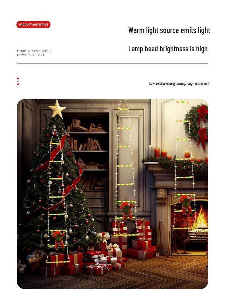 LED Santa Claus Climbing Ladder Hanging Lights - Waterproof Outdoor Christmas Decoration