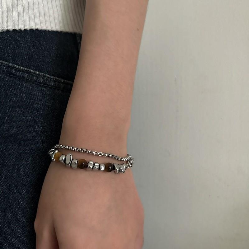 Handcrafted Stainless Steel Men Women Geometric Tiger Eye Beaded Bracelet For Fashion Accessory