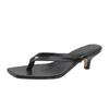 Pinch feet casual flip-flops cool slippers women's summer new versatile square head thin heel women's beach shoes