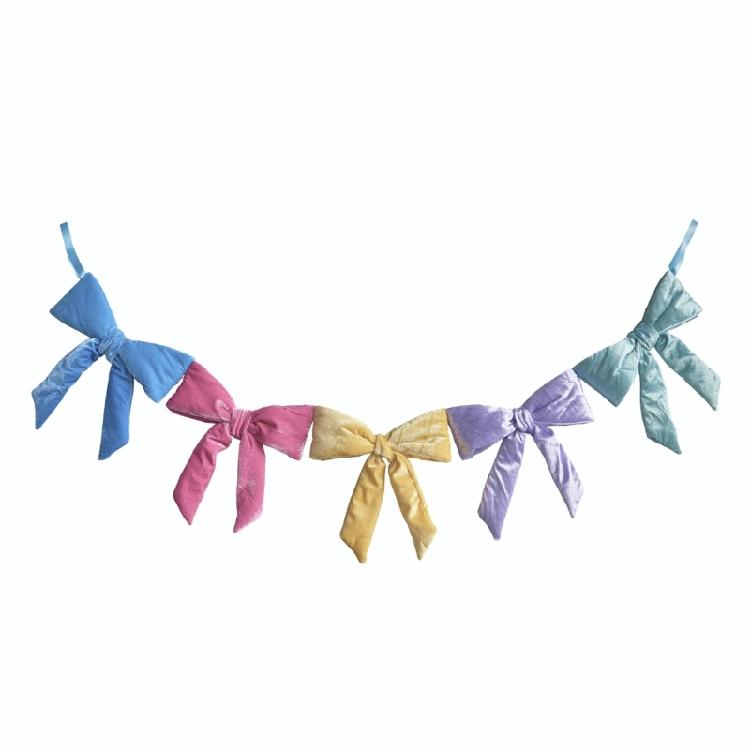 

Festival Velvety Fabric Bowknot Bunting Mantels Window Hanging Easter Decoration Ideal For Door Wall And Tables