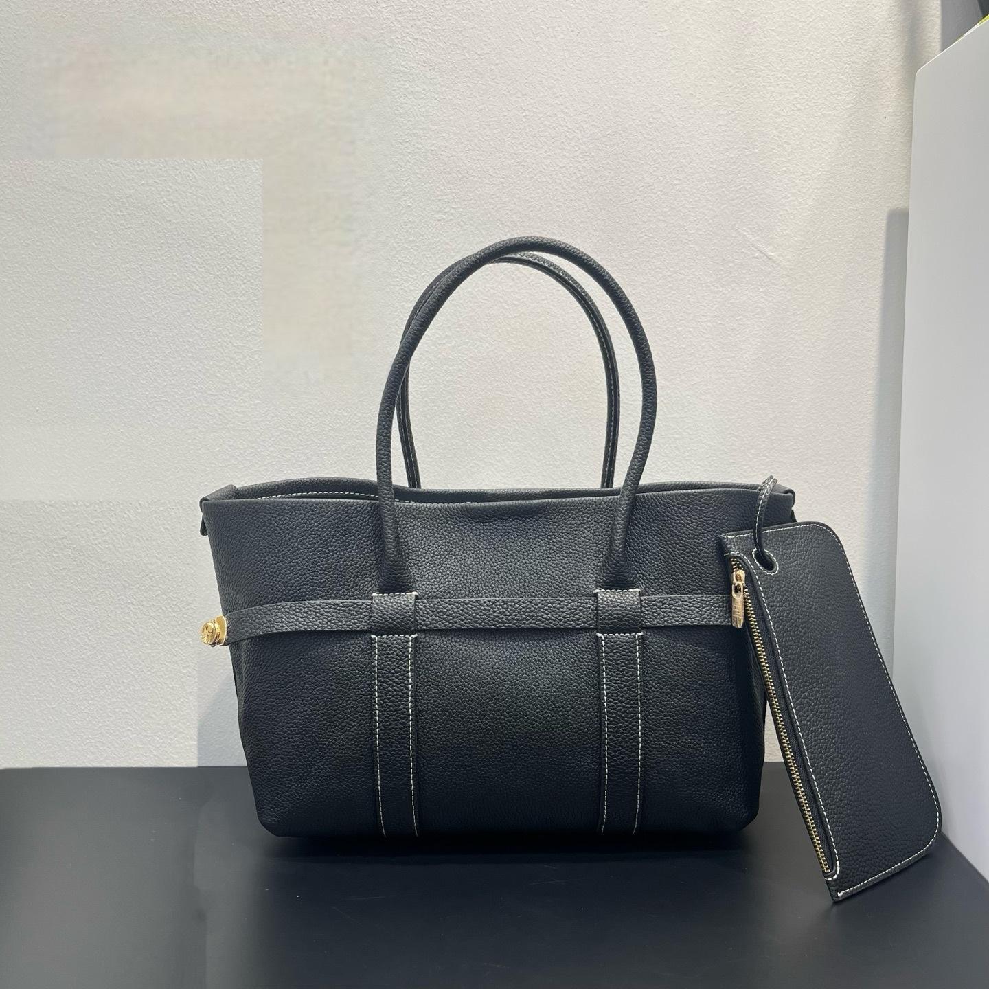 

2025 Новый стиль LP Тот же стиль Верхний слой Кожа коровы Ghiera Сумка-шоппер женская Одно отделение Высококачественная текстура Сумка 27x12x19 чёрный